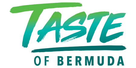 The image features the text "TASTE OF BERMUDA" in a stylized green and blue gradient font.