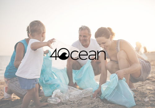 People are collecting trash on a beach with "4Ocean" written over the image.