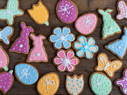 Colorful Easter cookies decorated